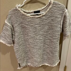 The Limited Cream and Gray Textured Top small